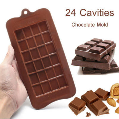

24 Grid Square Chocolate Mold Bar Block Ice Silicone Cake Candy Sugar Bake Mould