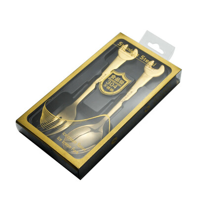 

New Stainless Steel Cutlery Creative Wrench Stainless Steel Knife And Fork Black Gold Plated Fork Spoon Gift Set