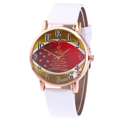 

2018 Fashion New Women Watches Christmas Tree Pattern Leather Band Analog Quartz Vogue Watches drop shipping &Ff