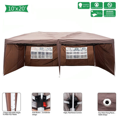 

Folding Tent 3 x 6m Two Windows Practical Waterproof Folding Tent Dark Coffee Folding Tent Pop Up Canopy