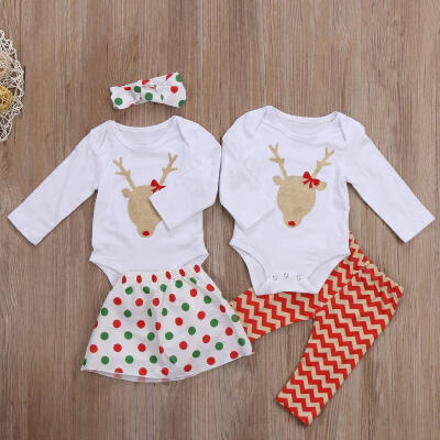 

Baby Girls Tops T-shirt Pants Leggings Hat Striped Outfits Set Clothes