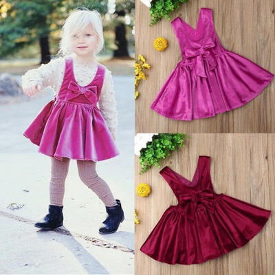 

Toddler Kids Baby Girls Sleeveless Silk Velvet Summer Dress Sundress Clothes