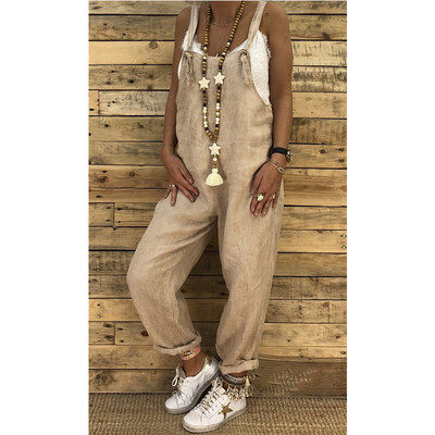 

Women Casual Dungarees Linen Pants Overalls Straps Jumpsuit Romper Trousers