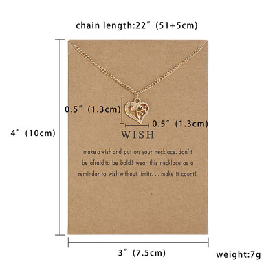 

Fashion Gold Color Pendant Necklace Wish Love Heart Alloy Pendant Choker Necklace Jewelry For Women Valentines Day Gift