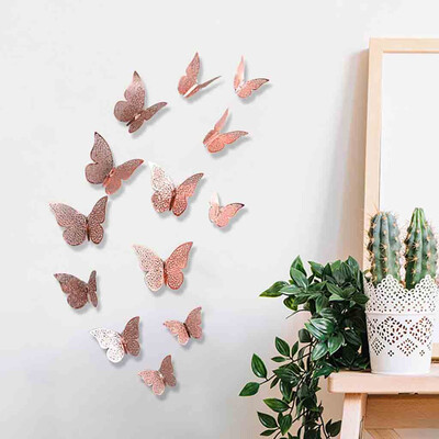 

Siaonvr Butterfly Silver Mirror Decoration Home Room Art 3D DIY Wall Stickers12PCS