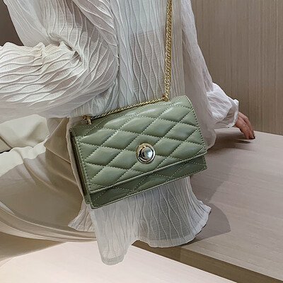 

Female bag 2019 new fashion rhombic chain bag summer small fresh messenger bag wild ins senior sense small bag