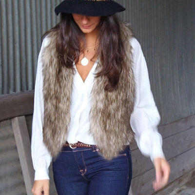 

Fashion Women Warm Sleeveless Faux Fur Vest Outerwear Coat Jacket Waistcoat