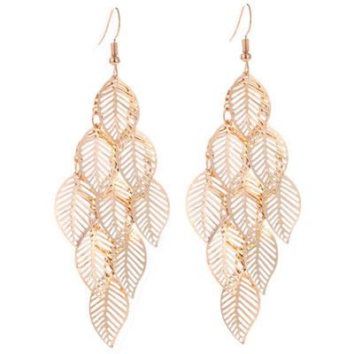 

Simple Multi-layer Hollow Leaves Geometric Spiral Earrings Jewelry Vintage Long Multi-layers Drop Women Jewelry Leaves Earring