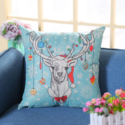 

Tailored Merry Christmas Print Pillowcase Linen Cotton Sofa Cushion Cover Home Decor