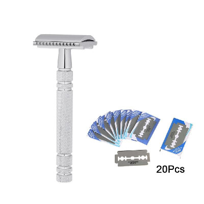 

Double Edge Safety Razor Manual Shaving Razor Traditional Razor With 20pcs Blades Mens Shaving Tool Set