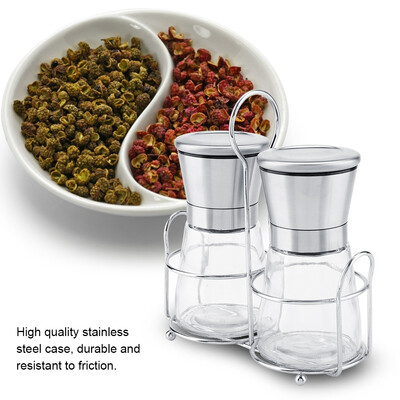 

Greensen 2PCSSet Stainless Steel Manual Pepper Spice Salt Grinder Grinding Machine Comes with Shelf