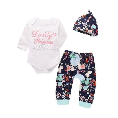 

Newborn Baby Girls Cotton Floral Romper Long Pants Leggings Outfits Clothes