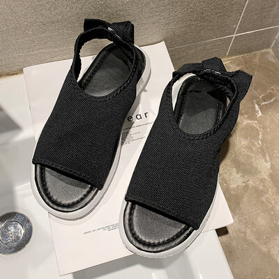 

Chic Fairy Fish-Mouth Sandals Female Summer Students Joker Korean Flat Bottom Simple Leisure Female Shoes