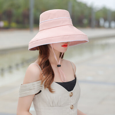 

2019 new Korean version of spring&summer womens cloth hat elegant sun protection big eaves cotton&hemp fishermans hat
