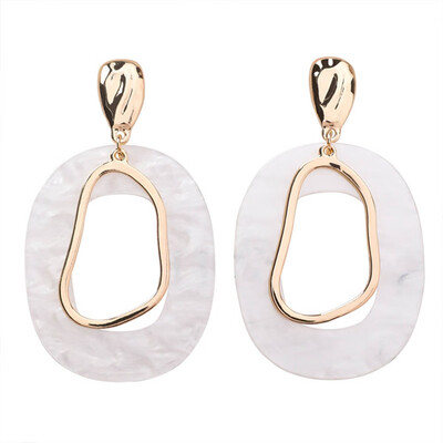 

2019 New Design Acrylic Oval Shape Geometric Style Hanging Earrings
