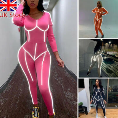

Women Lady Sexy Long Sleeve Romper Jumpsuit Stretchy Bodysuit Club Bodycon Pants