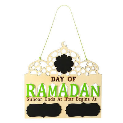 

Wood Eid Mubarak Hanging Ornament Muslim Ramadan Count Down Pendant Decor
