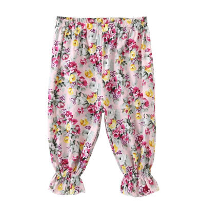 

Summer Kids Lantern Pants Cotton Floral Baby Girls Anti Mosquito Pants