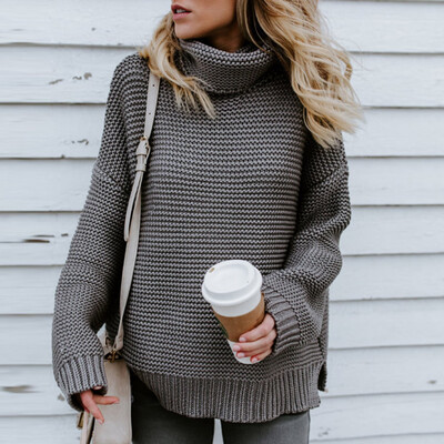 

〖Follure〗Women Long Sleeve Loose Turtleneck Knitted Sweater Jumper Pullover Top Blouse