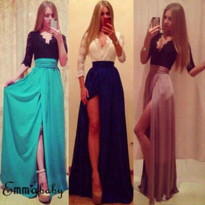 

Women Sexy Lace Evening Party Ball Prom Gown Formal Cocktail Wedding Long Dress
