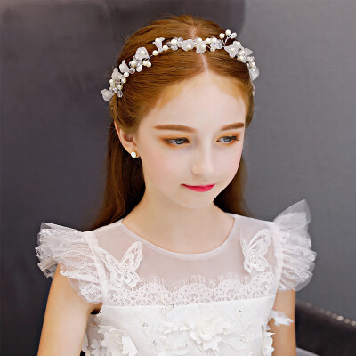 

Childrens headdress white head flower wreath girl hair accessories princess headband dance Korean version of the wild girl headba