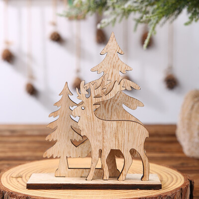 

Siaonvr Wooden Mini Christmas Tree Desktop Ornaments Merry Christmas Party Decor