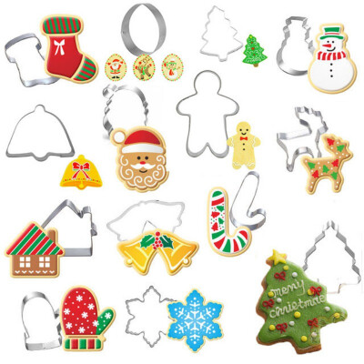 

Christmas Cookie Cutter Mold Moulds Set Stainless Steel Mini DIY Fondant Cake Decoration Molds Fruit Chocolate Cutters