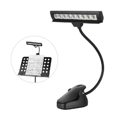 

Clip-On Orchestra LED Lamp Two-Level Adjustable Music Stand Reading Light with 9 SMD LED Beads Musical Instrument Accessory EU Plu