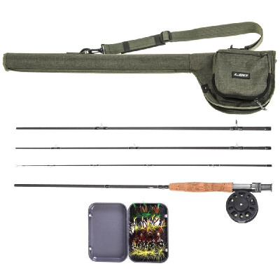 

9 Fly Fishing Rod&Reel Combo with Carry Bag 20 Flies Complete Starter Package Fly Fishing Kit