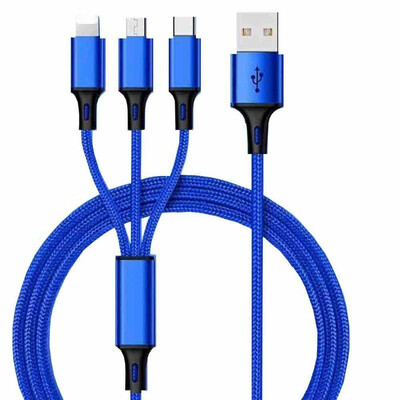

US 3 in 1 Multi Charger Charging Cable Cord For iPhone TYPE C Android Micro USB