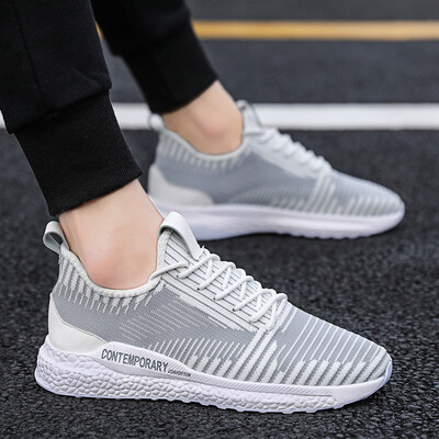 

Mens shoes summer mens casual canvas shoes Korean version of the trend of wild breathable lightweight mesh flying woven sports shoes running shoes