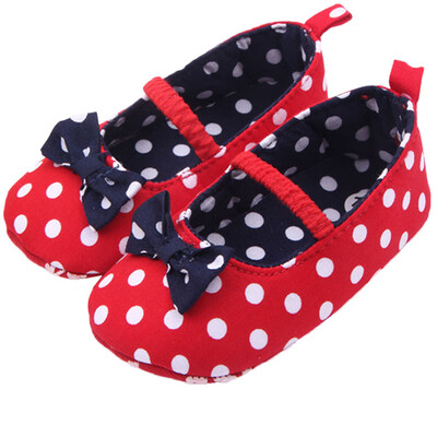 

Baby Girl Soft Sole Shoes Dots Bowknot Toddler Anti-slip Shoes Newborn to