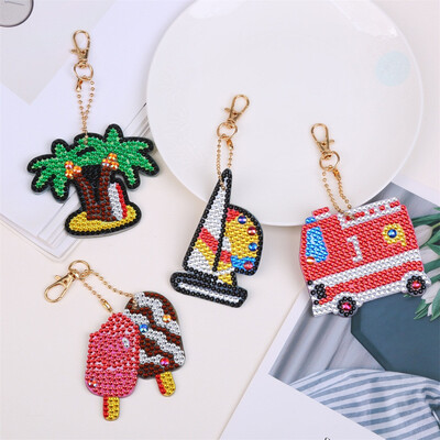 

YIWULA5Pcs DIY Marine Animals Toy 5D Diamond Painting KeyRing Key Chain Pendant Gift