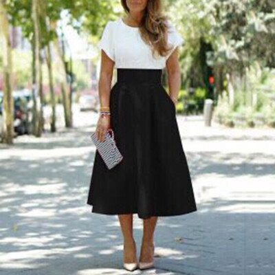 

Fashion Women Ladies Solid Colour Sexy High Waist Long Skirt Autumn Clothes -XL