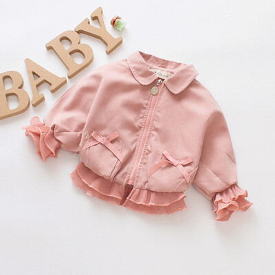 

Children Girls Winter Bow Windbreaker Coats Jacket Kid Zipper Outerwear Clothes
