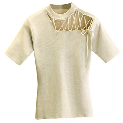 

Women V Neck Hollow Out Tops Shirt Short Sleeve Studded T Shirts Casual Blouse