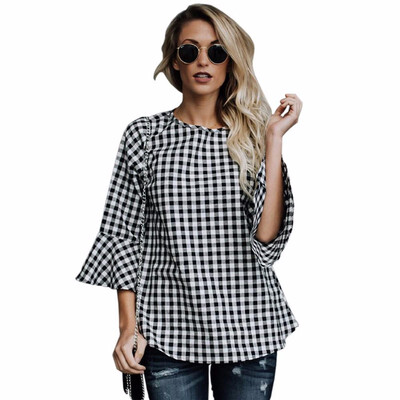 

Womens Plaid Middle Sleeve Plus Size Shirts