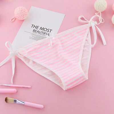 

2019 COCKCON Stylish&comfortable striped bow tie small fresh simple girl underwear solid color single size underwear
