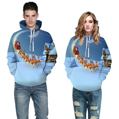 

Toponeto New Christmas Style Couples Christmas 3D Printed Long Sleeve Hat Blouse