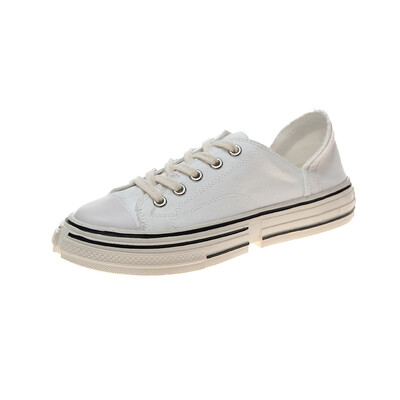 

Two canvas shoes with thick soles&wide heels in summer