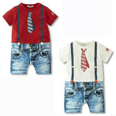 

US Stock Summer Newborn Baby Boy Romper Jumpsuit Outfits Tie Cute Clothes Shorts