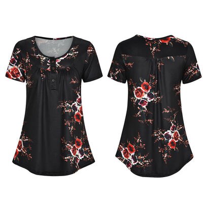 

Women Loose Long Sleeve V Neck Chiffon Casual Floral Blouse Shirt Tops Blouse US