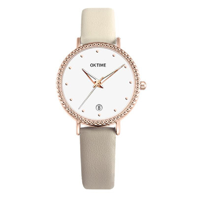 

Fashion Simple Women Quartz Watch Student Calendar Alloy Case PU Leather Band Wrist Watch