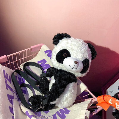 

Cute Women Backpack Plush 3D Panda Animal Adjustable Shoulder Strap Girl Schoolbag Travel Shoulder Bag