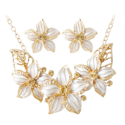 

Fashion Austrian Crystal Enamel Flower Jewelry Set Women Party Gift High Quality