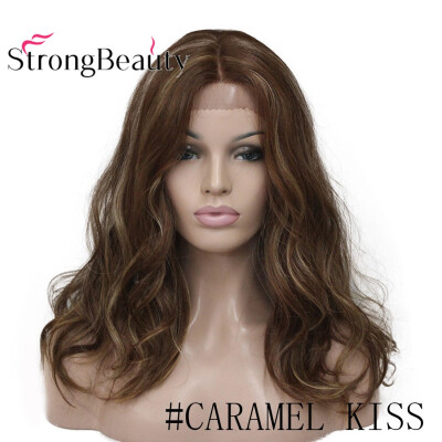 

StrongBeauty Long Wavy Human Hair BrownBlonde Wig for Women