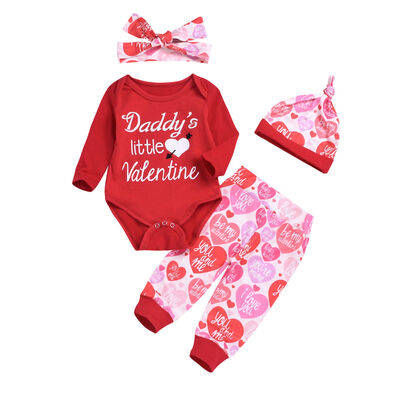 

Valentine Newborn Baby Girls Outfits Clothes Romper TopsLong Pants Headband Set