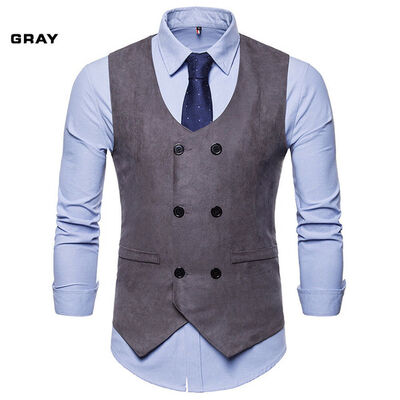 

Mens Double Breasted Herringbone Tweed Peaky Blinders Vintage Check Waistcoat
