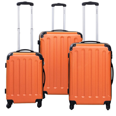 

GLOBALWAY 3 Pcs Luggage Travel Set Bag ABSPC Trolley Suitcase Orange