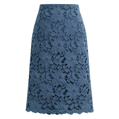 

Roseonmyhand Women Lace Skirt A-Line Hollow Out Fitness SKirt Knee Length Plus SIze Skirt